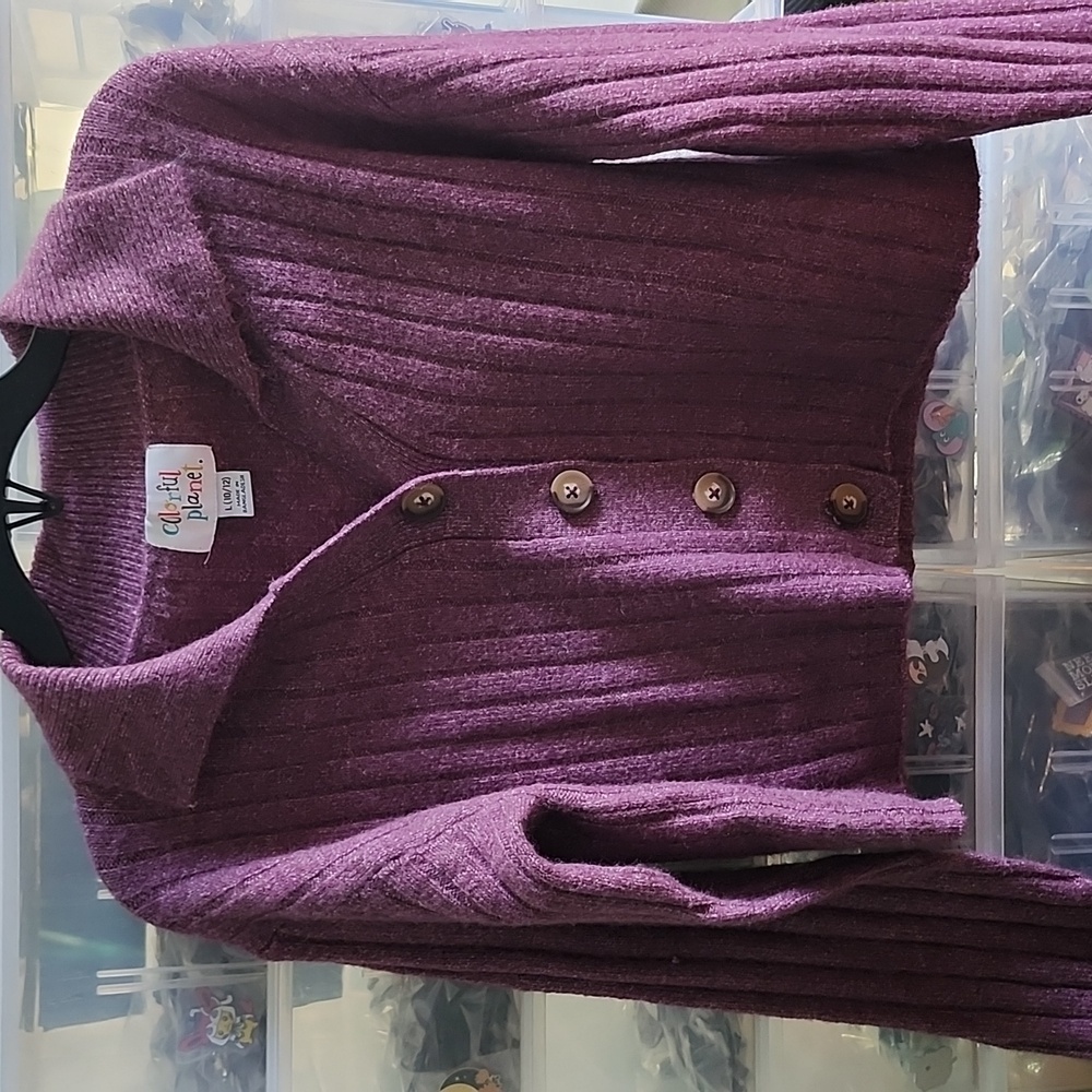 Girls Purple Cardigan and Tank Sweater Set - Picture 5 of 6
